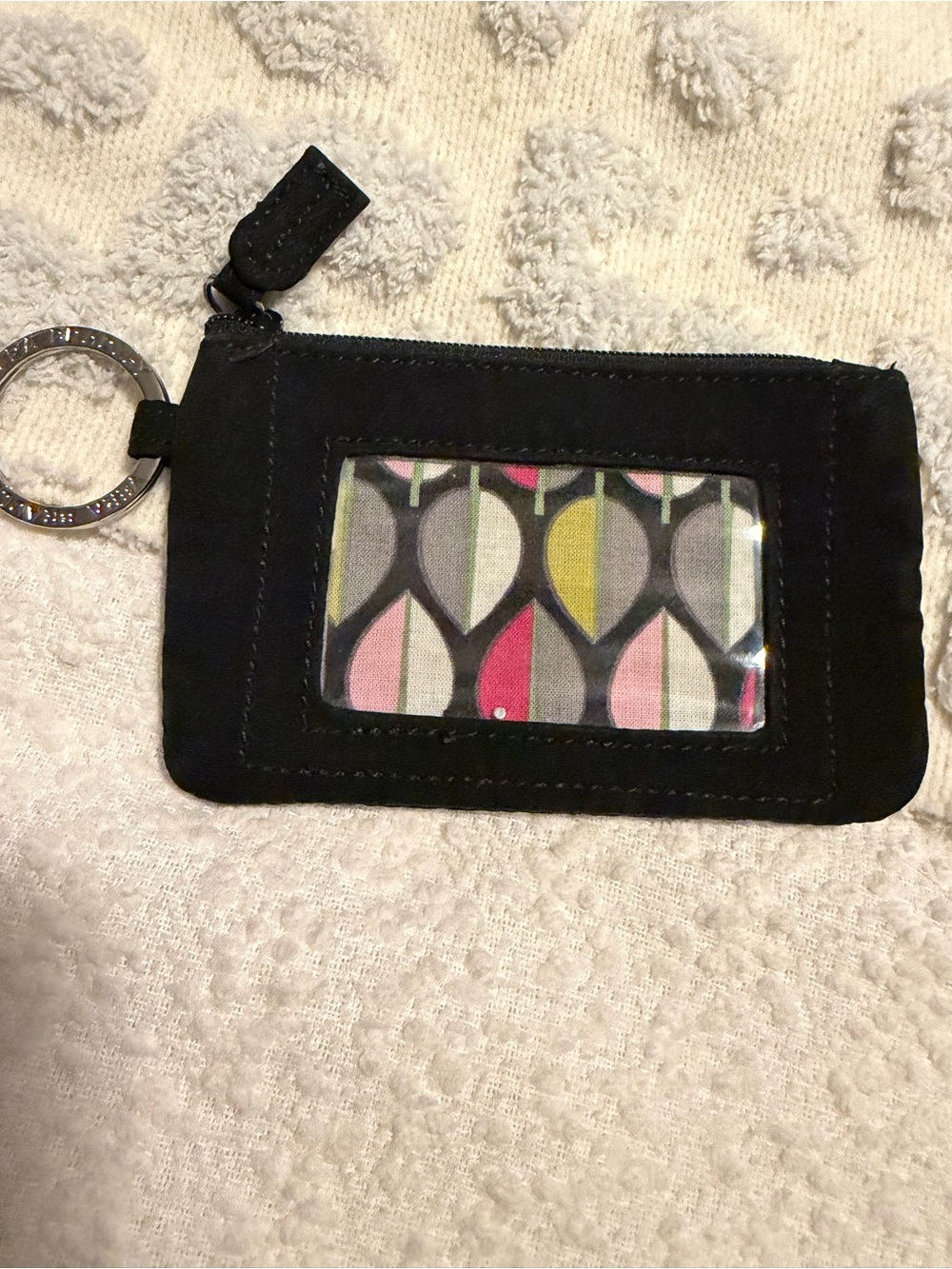 Vera Bradley Black Zip Pouch with Key Ring